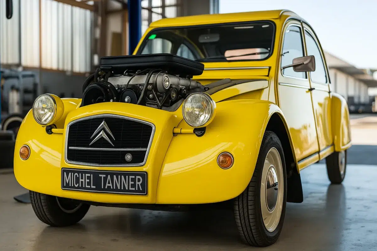 Michel Tanner et sa deuche jaune