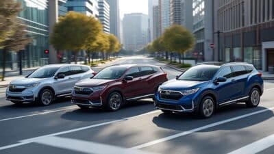 Vue multiple du SUV électrique Honda Series montrant son design distinctif et sa palette de couleurs