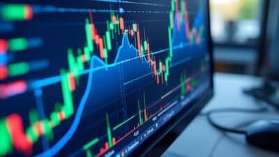 Image de graphiques financiers en gros plan montrant l'importance des données pour les décisions d'investissement.