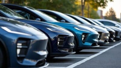 Alignement de voitures électriques économiques avec designs contemporains.