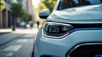 Détail de la Twingo électrique, exposant son design moderne et ses fonctionnalités innovantes en ville.