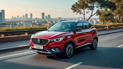 MG ZS hybrid+ moderne stationnée en milieu urbain, design élégant et écologique