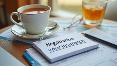 Image d'une tasse de thé fumante à côté d'un carnet, évoquant des stratégies pour aborder les discussions avec une compagnie d'assurance.