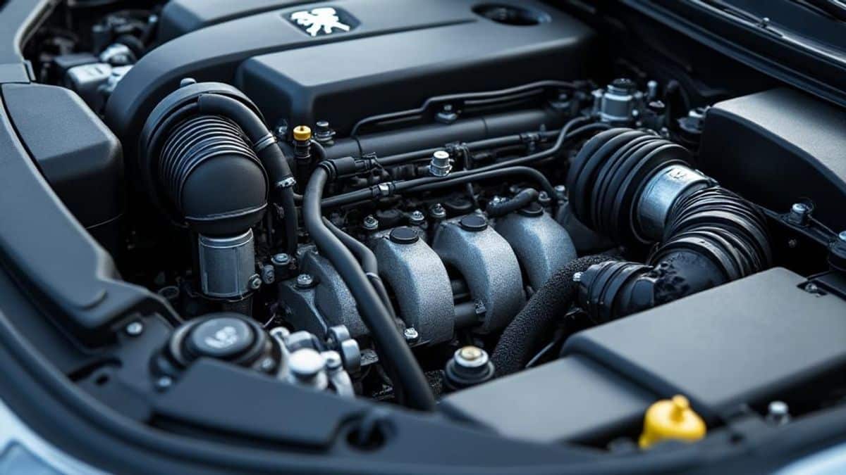 Image d'un compartiment moteur détaillé pour les modèles Peugeot ayant des composants à risque de panne