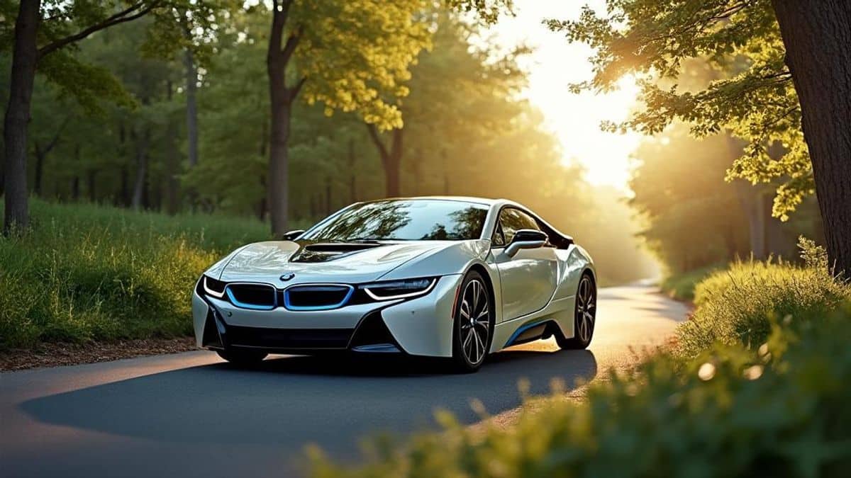 Image artistique de la BMW i dans un environnement naturel, symbolisant la prise de conscience écologique