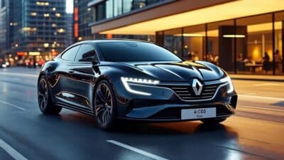 Voiture Renault moderne contre un arrière-plan urbain illustrant le progrès