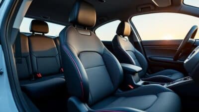 Photo de l'intérieur d'une voiture électrique Dacia avec un aménagement spacieux et moderne pour un confort optimal.