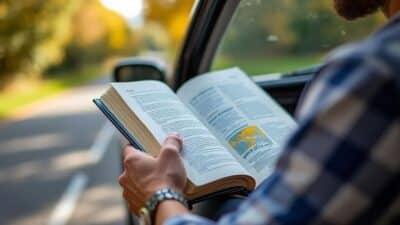 Guide ouvert montrant les étapes pour un permis international en France