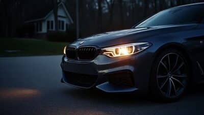 Image avant de voiture phares éteints sécurité nuit