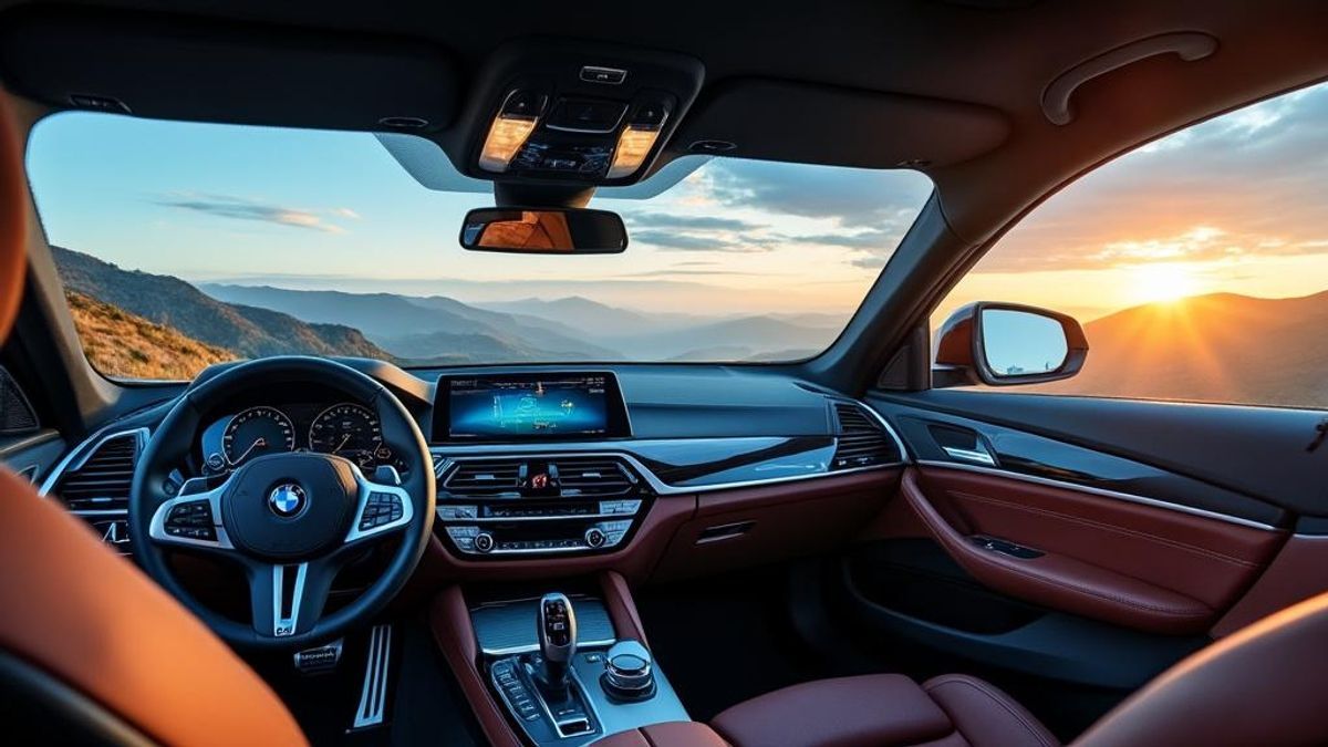 Vue depuis l'habitacle d'une BMW avec affichages immersifs