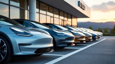 Voitures électriques chez un concessionnaire étranger montrant accessibilité et coût réduit