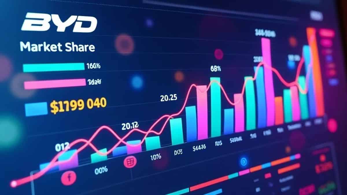 Infographie montrant les changements de part de marché pour BYD et ses concurrents