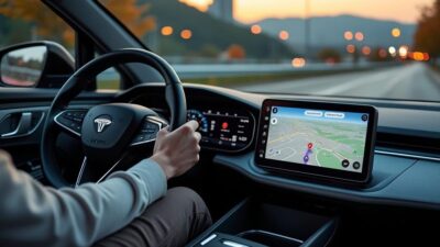 Un conducteur dans le BYD Atto ayant une expérience de conduite agréable avec un écran GPS.