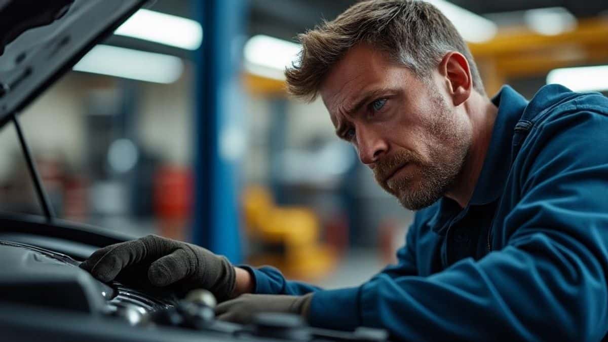 Ingénieur de mécanique observant le moteur en recherchant les problèmes possibles causés par l'Efuel.