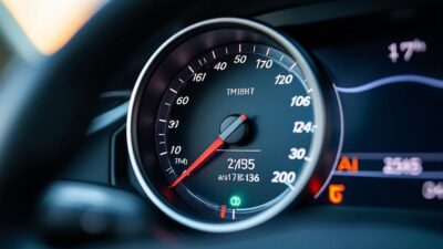 Image d'un compteur de vitesse en gros plan montrant une aiguille sur une limite de vitesse plus basse pour promouvoir la sécurité routière.