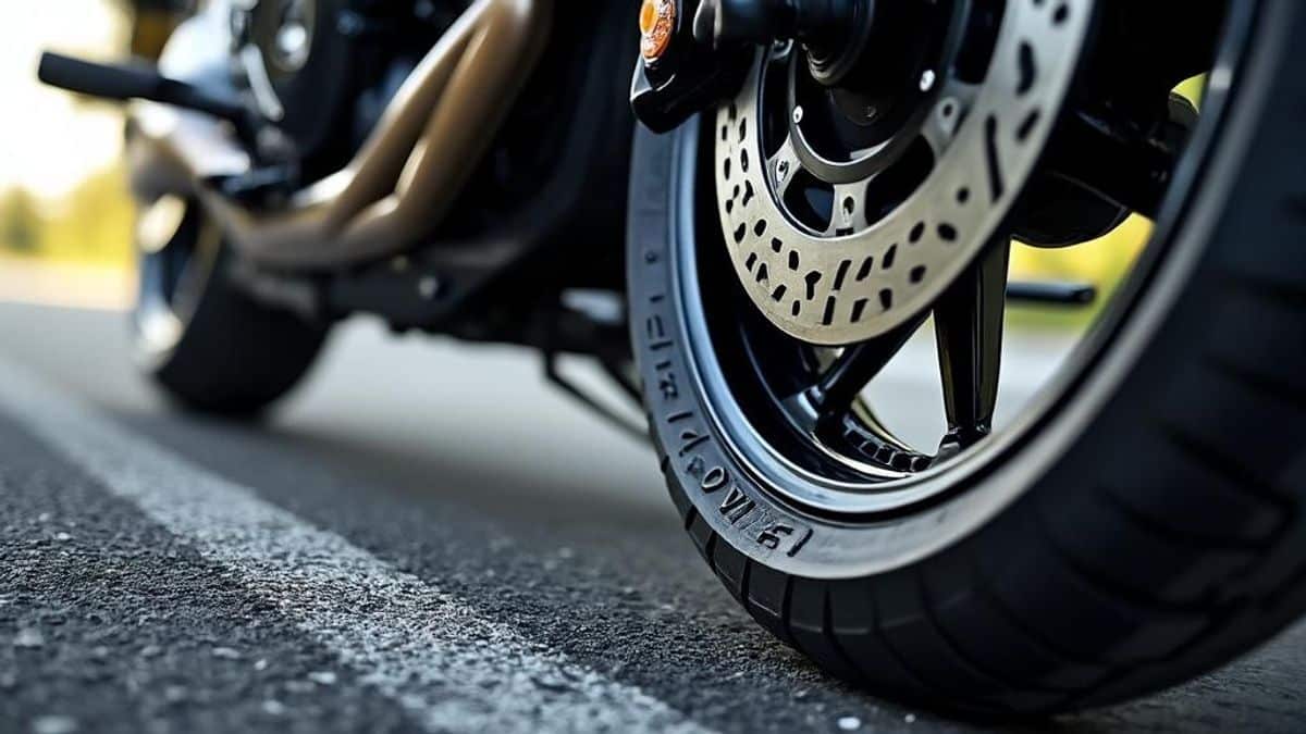 Analyse détaillée des pneus d'une Suzuki SV pour évaluer la profondeur du profil et l’état de surface en vue d’assurer une conduite sécurisée.