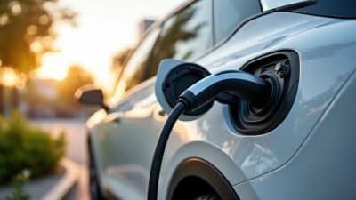 Station de recharge pour véhicule électrique illustrant des solutions durables pour la ville