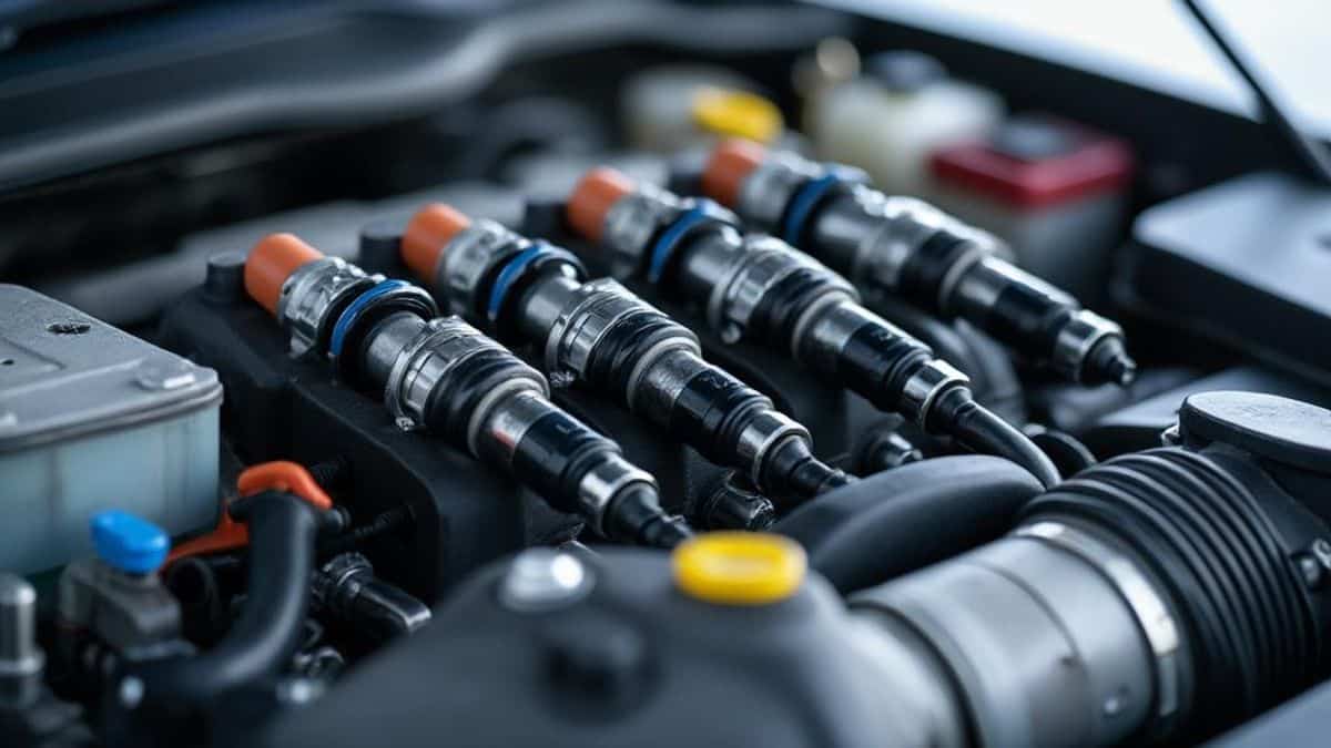 Vue rapprochée des injecteurs de carburant et filtres à air pour souligner leur rôle dans l'optimisation de l'efficacité moteur.