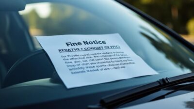 Avis d'amende pour infraction routière sur voiture