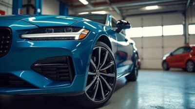 Image d'une voiture garée dans un espace dédié à l'entretien automobile, mettant en évidence les aspects financiers de la gestion de véhicule.