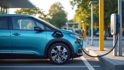 Recharge de voiture électrique Citroën à une station publique