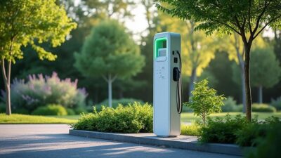 Station de recharge pour véhicules électriques dans un cadre verdoyant en France