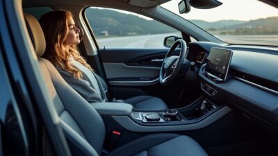 Intérieur de la BYD Atto montrant les caractéristiques avancées pour un confort optimal sur les longs voyages.