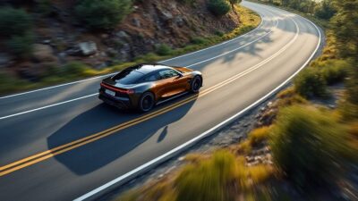 Vue topdown d'une DS illustrant sa maniabilité sur une route sinueuse