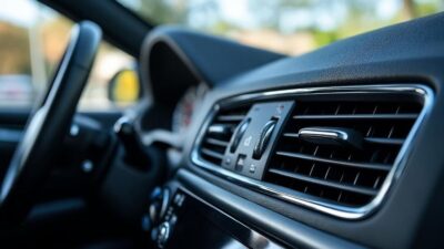 Intérieur de voiture soigné avec systèmes de ventilation visibles pour une meilleure circulation de l'air