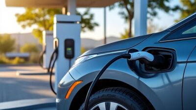 Image d'une station de recharge Honda avec une batterie à l'état solide futuriste mise en avant
