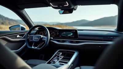 Tableau de bord innovant de l'Audi Nuvolari hybride dans un cadre contemporain