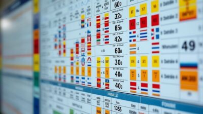 Tableau éducatif sur les limitations de vitesse mondiales en km/h affichées par pays