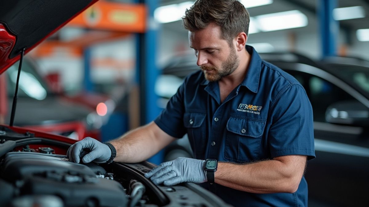 Mécanicien vérifiant les composants du moteur pour la détection de codes DTC Pcode
