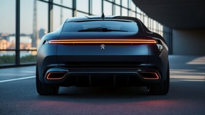 Design distinctif des feux arrière et échappement de la Peugeot Phase