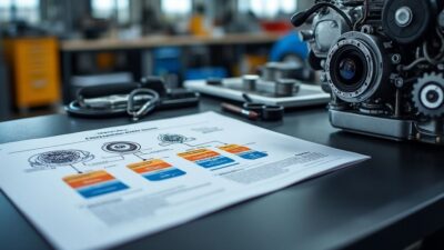 Illustration des étapes d'entretien cruciales pour le moteur PureTech sur une table de travail.