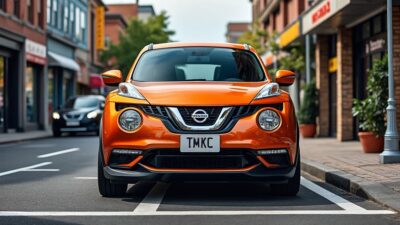 Image de la Nissan Juke dans une rue animée en ville, mettant en valeur son design stylé.