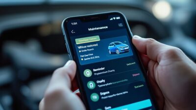 Interface d'application d'entretien automobile sur smartphone