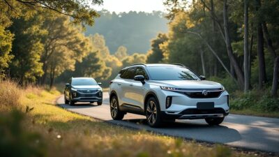 Scène naturelle de BYD SUV électriques mêlant technologie et respect de l'environnement