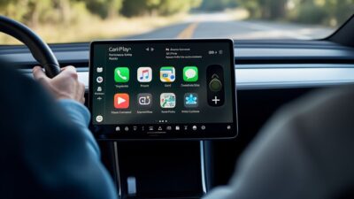 Conduite simplifiée grâce à Apple CarPlay dans une Tesla