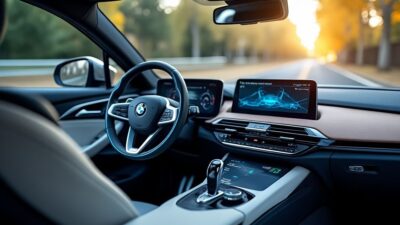 Photo de la technologie avancée du tableau de bord du BMW iX soulignant l'efficacité énergétique