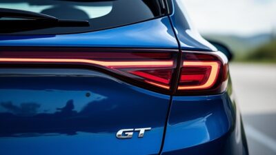 Photo de la BYD Song L GT avec un accent sur ses élégants feux arrière et son design aérodynamique.