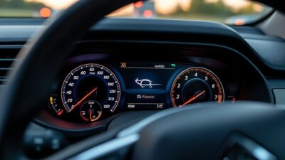 Vue du tableau de bord Citroën avec voyants d'alerte et notifications essentielles du véhicule.