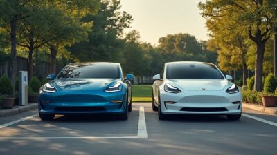 Image comparant des voitures traditionnelles aux véhicules électriques montrant l'évolution pour la durabilité.