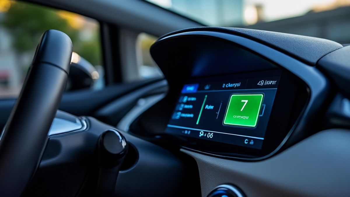 Gros plan du tableau de bord d'une Nissan Leaf montrant les niveaux de charge