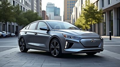 Hyundai Ioniq stationnée en ville avec un design élégant