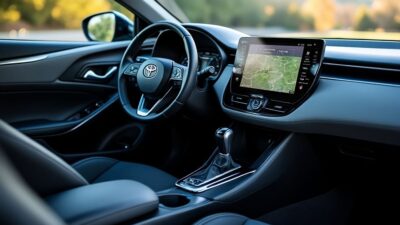 Image intérieure de la Toyota Corolla électrique avec des écrans avancés et utilisation de matériaux durables