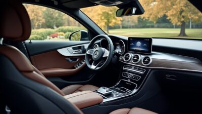 Vue du tableau de bord du Mercedes GLA, soulignant le confort technologique