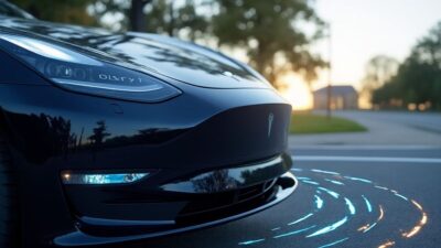 Capteurs avant de Tesla scannant l'environnement pour dangers