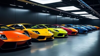 Véhicules Lamborghini Murciélago en exposition avec des designs et couleurs variés