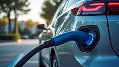 Borne de recharge avec berline BYD connectée montrant la capacité de charge ultrarapide